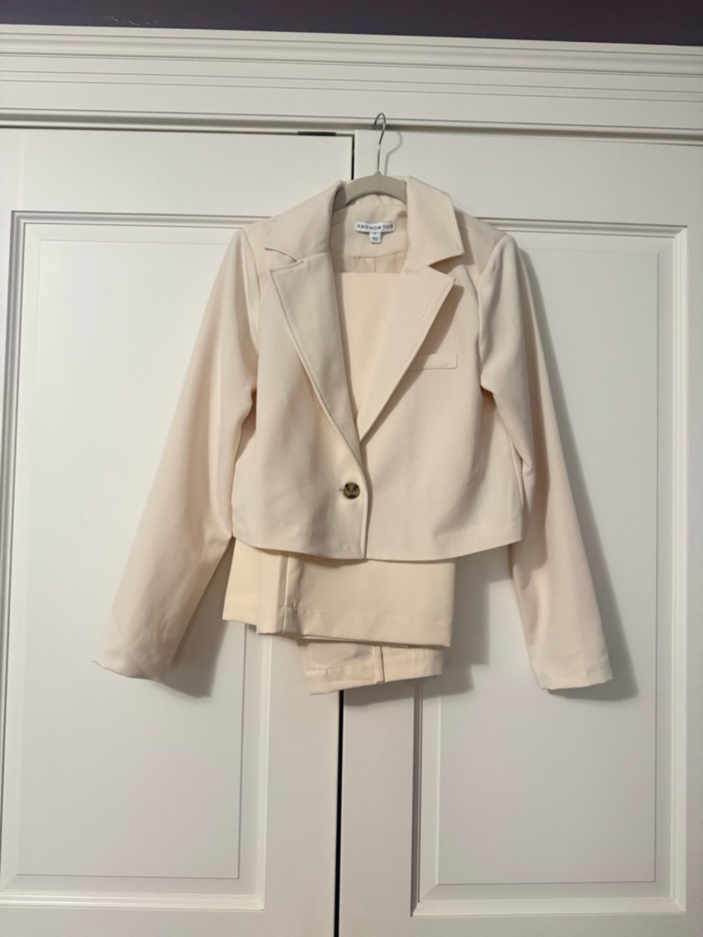 And Now This Cropped Cream Single-Button Blazer and Pants suit